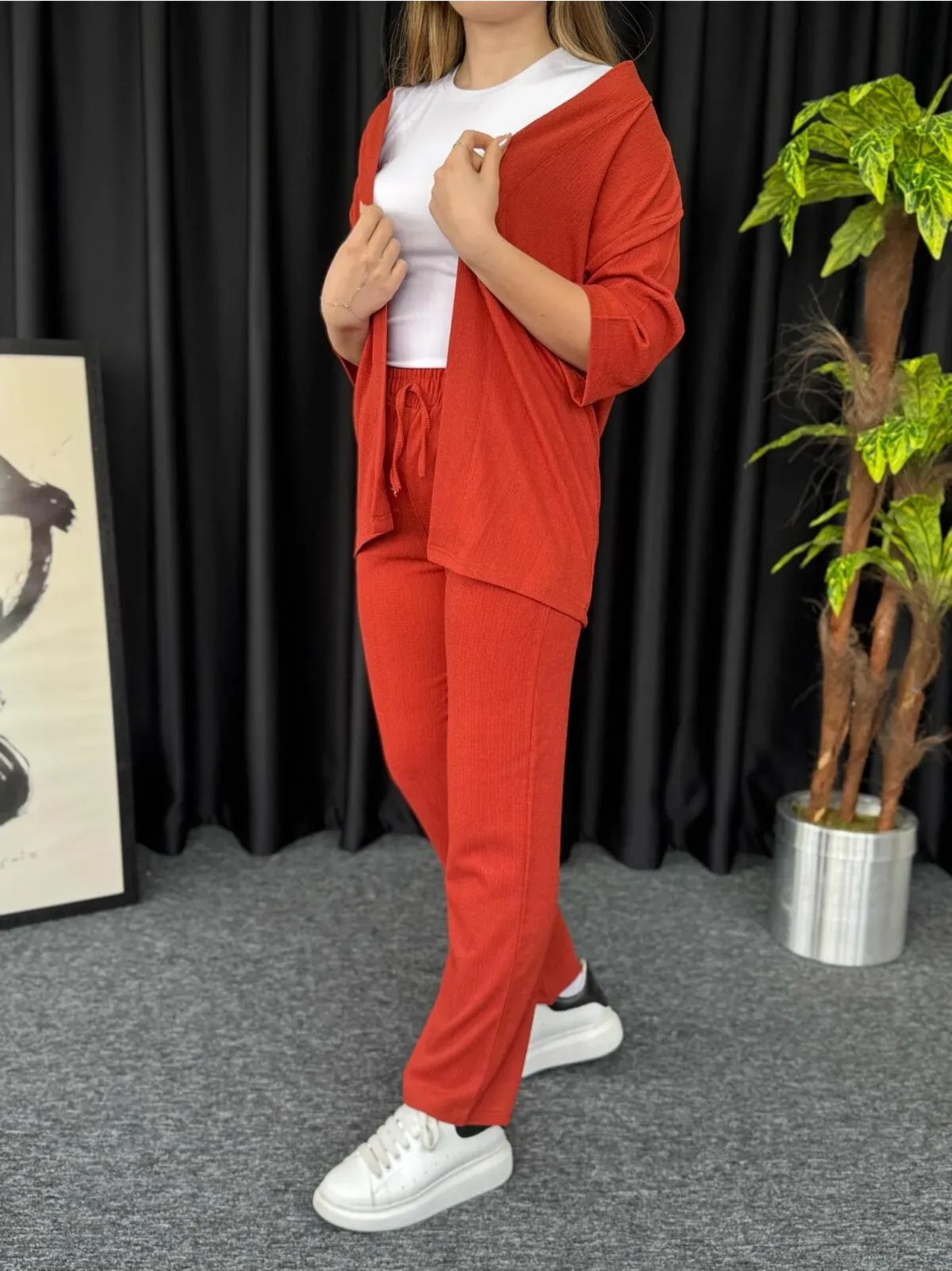 Yoho Sport Kadın Kiremit Kimono Bürümcük Alt Üst Takım görsel 2