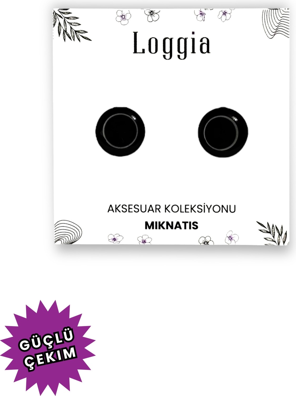 Loggia Parlak Siyah Eşarp ve Şal Mıknatısı 2 Çift - Başörtü Tutucu Kadın Tesettür Aksesuar görsel 6