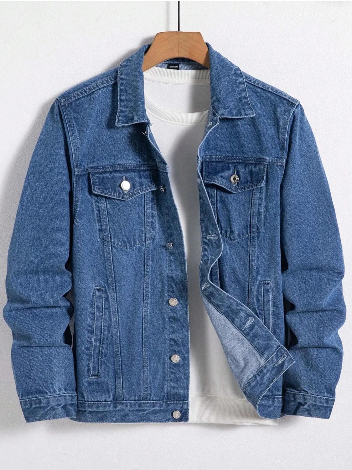 Wkm Erkek Jean Denim Standart Kalıp Cepli Düğmeli Kot Ceket