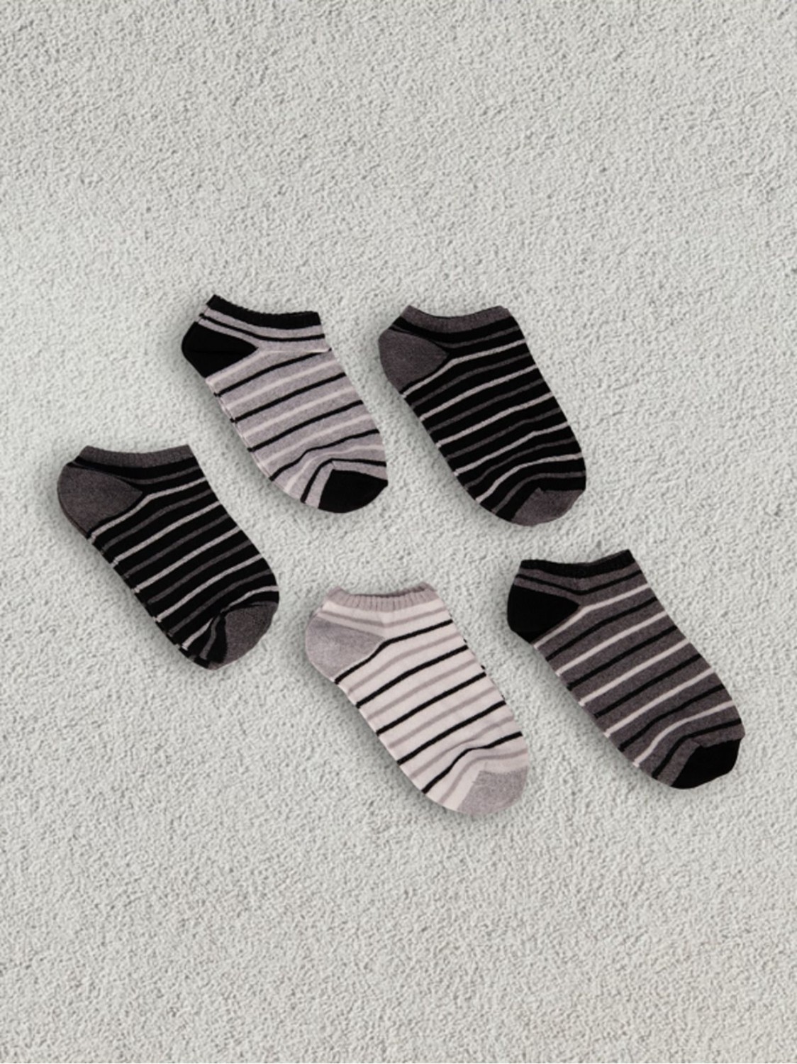 Black Arden Socks Çizgili Desenli Erkek Çocuk Patik Seti 5'li Okul Günlük Mevsimlik görsel 3