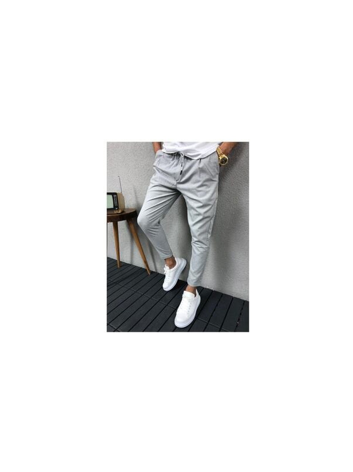 Hello7 Erkek Dar Kesim Duble Paça Esnek Jogger Pantolon görsel 2