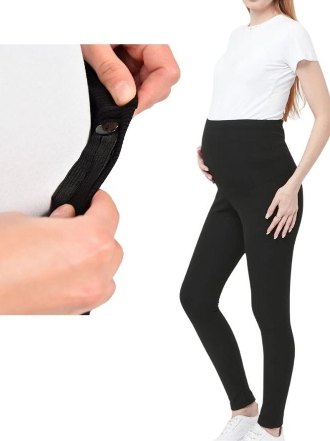 Momslab Ince Fitilli Esnek 1 Beden Ince Gösteren Iç Göstermeyen Bel Ayarlı Mevsimlik Hamile Taytı görsel 4