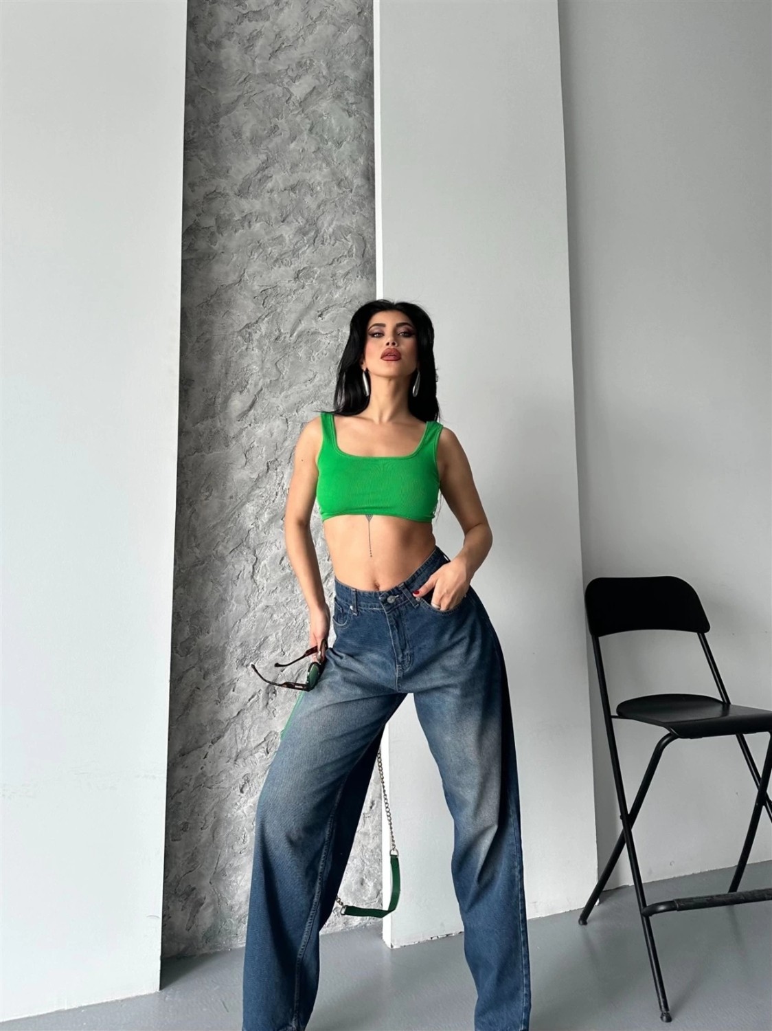Baggy Süper Taş Bıyık Yıkama Kahve Tint Jeans Pantolon D2007 görsel 5