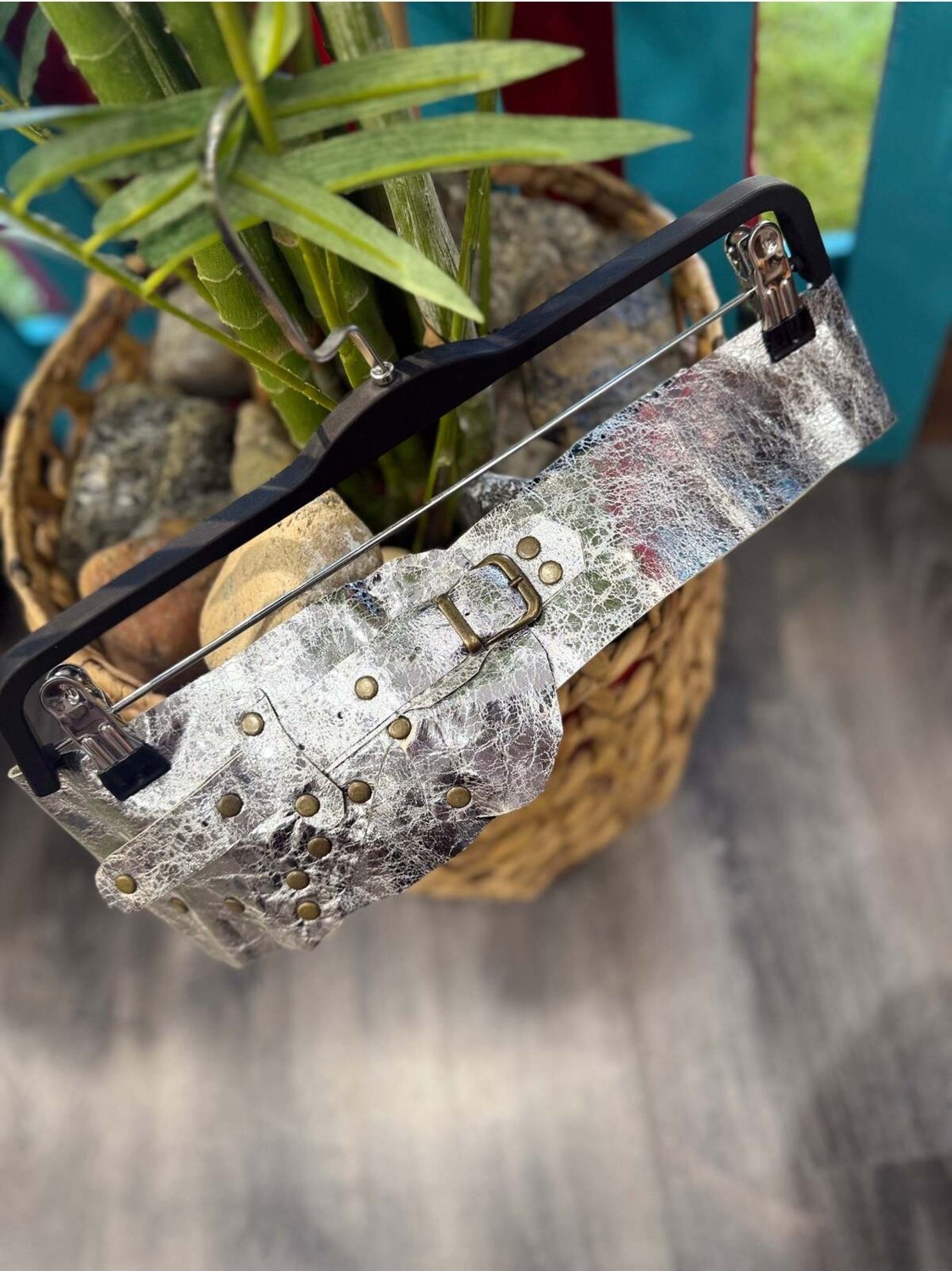 Yılday Gür Butik Amara Deri Kemer | Metal Stud Detaylı El Yapımı Bohem Tasarım görsel 3