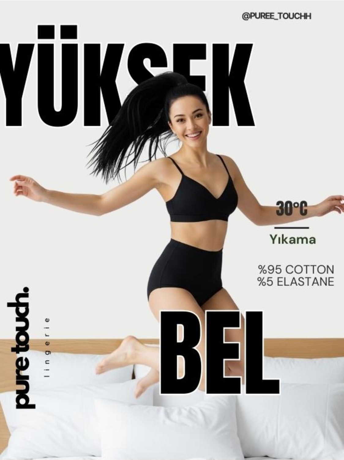 aura pure touch Kadın Yüksek Bel Tanga Külot 5'li Paket/somon-Kırmızı-Lacivert-Vizon-Gri görsel 4