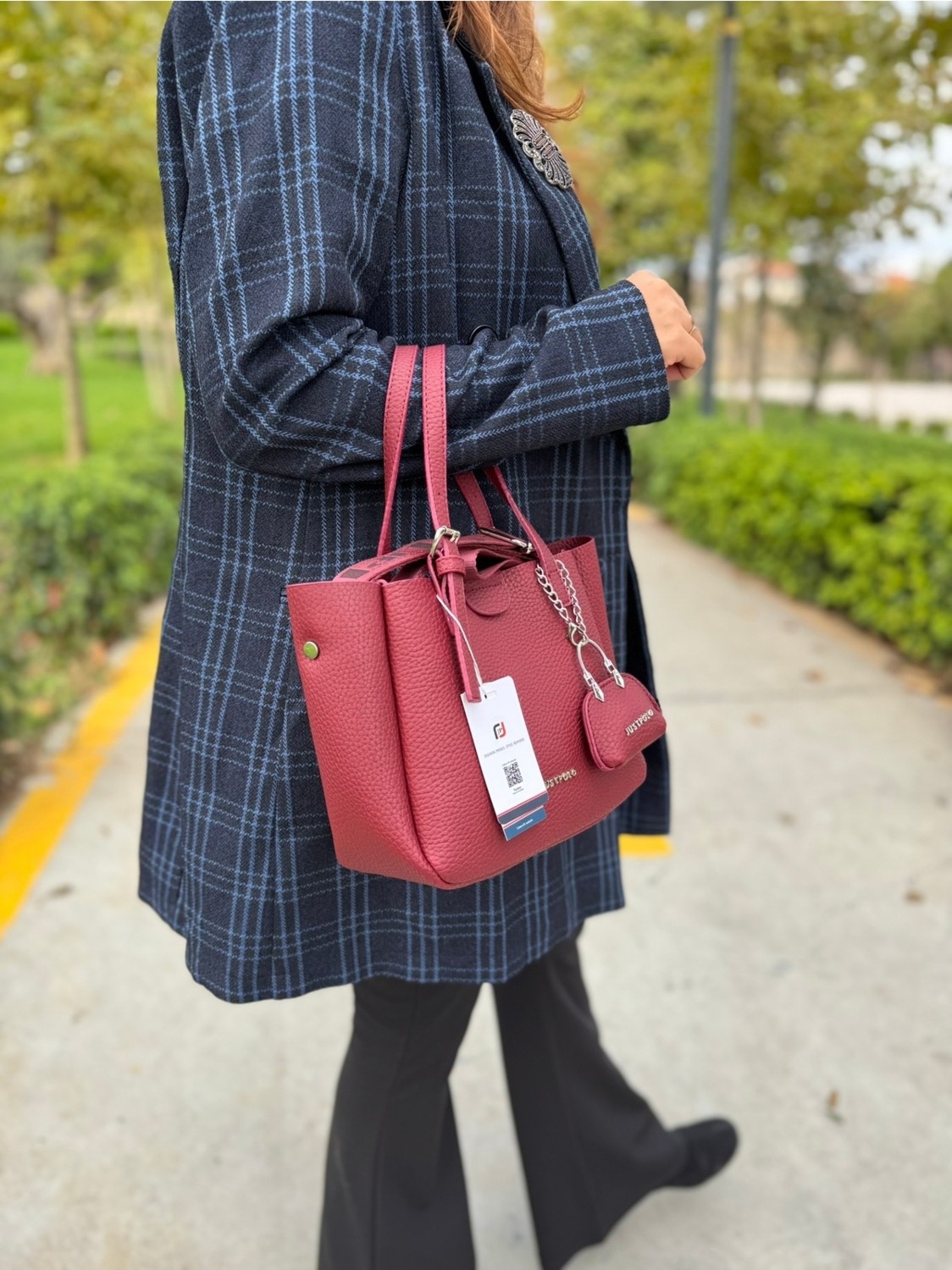 Just Polo Kadın Just Polo Yeni Sezon 3 Bölmeli Yumuşak Deri Lüks ve Şık Dokunuş El & Omuz Çantası Shoulder Bag görsel 4