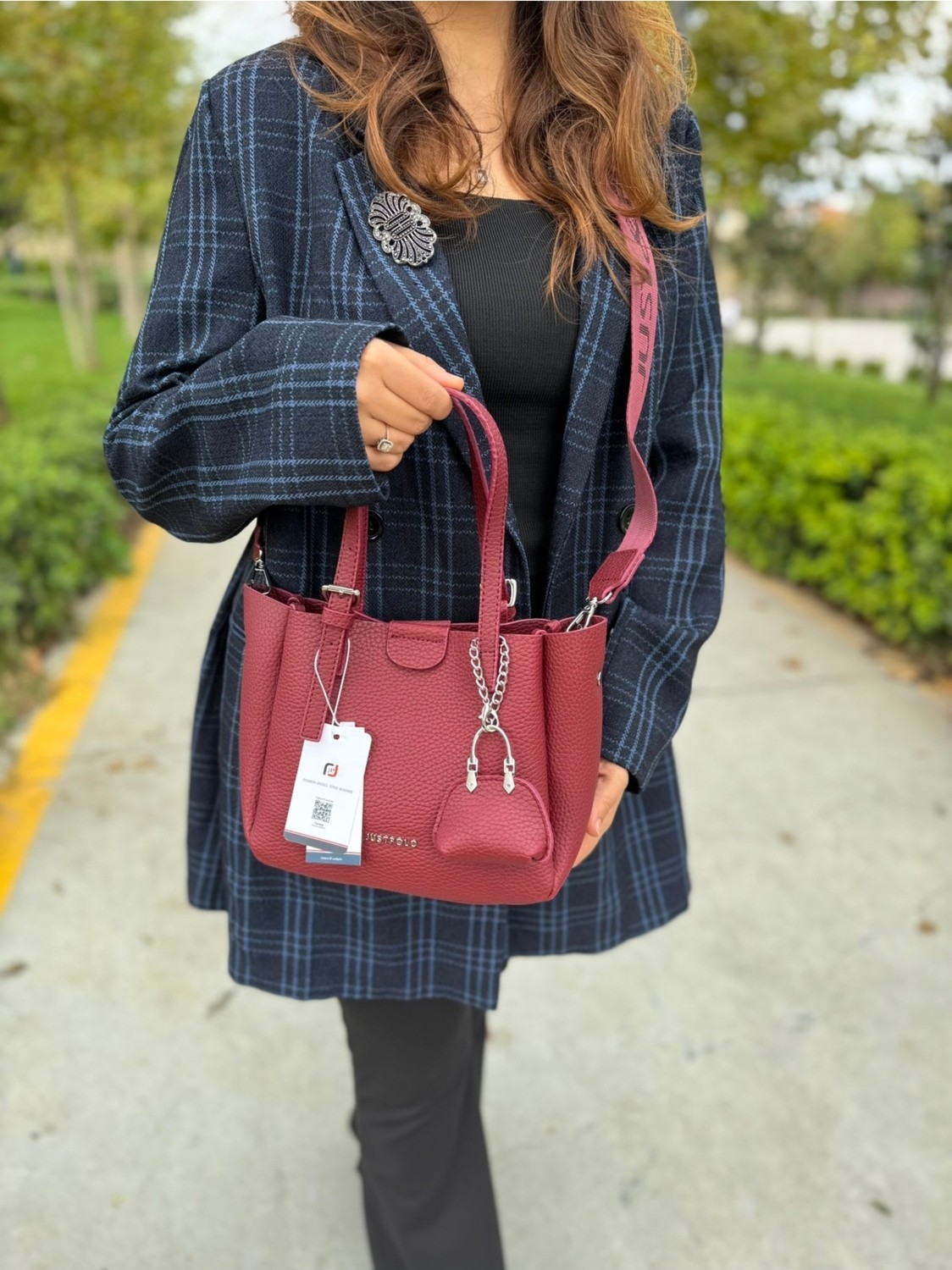 Just Polo Kadın Just Polo Yeni Sezon 3 Bölmeli Yumuşak Deri Lüks ve Şık Dokunuş El & Omuz Çantası Shoulder Bag görsel 6