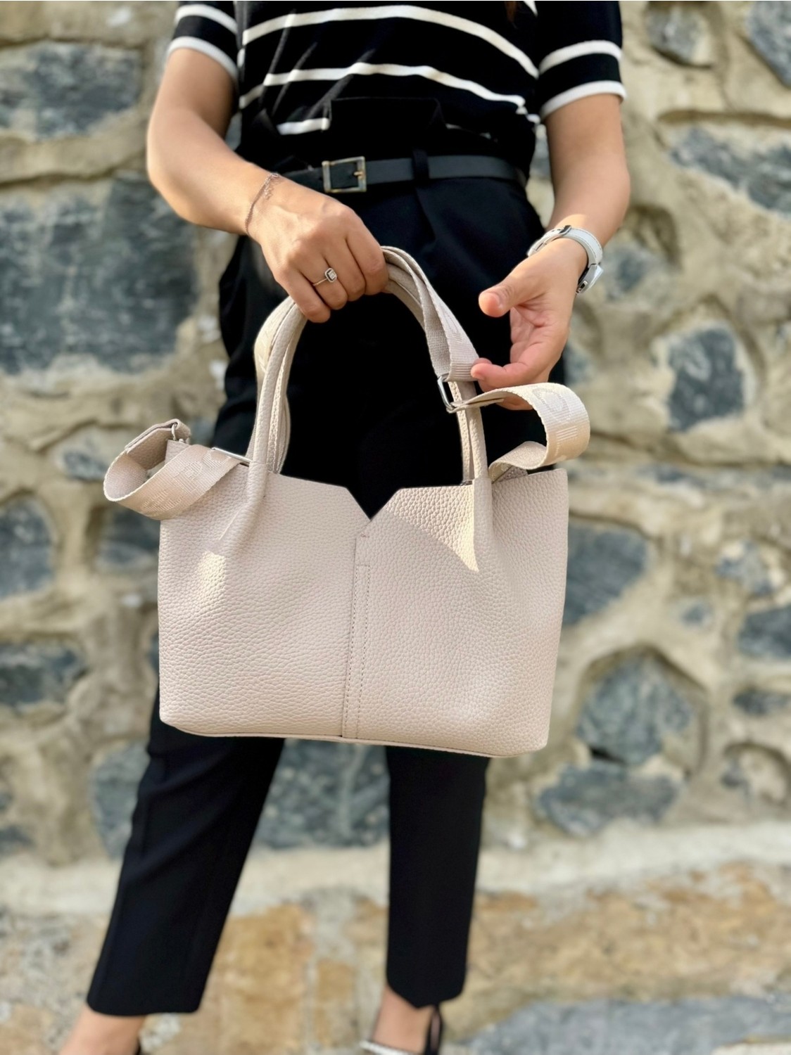 Just Polo Kadın Yeni Sezon Yumuşak Deri Ayarlanabilir Askılı Lüks El ve Omuz Çantası Shoulder Bag görsel 3