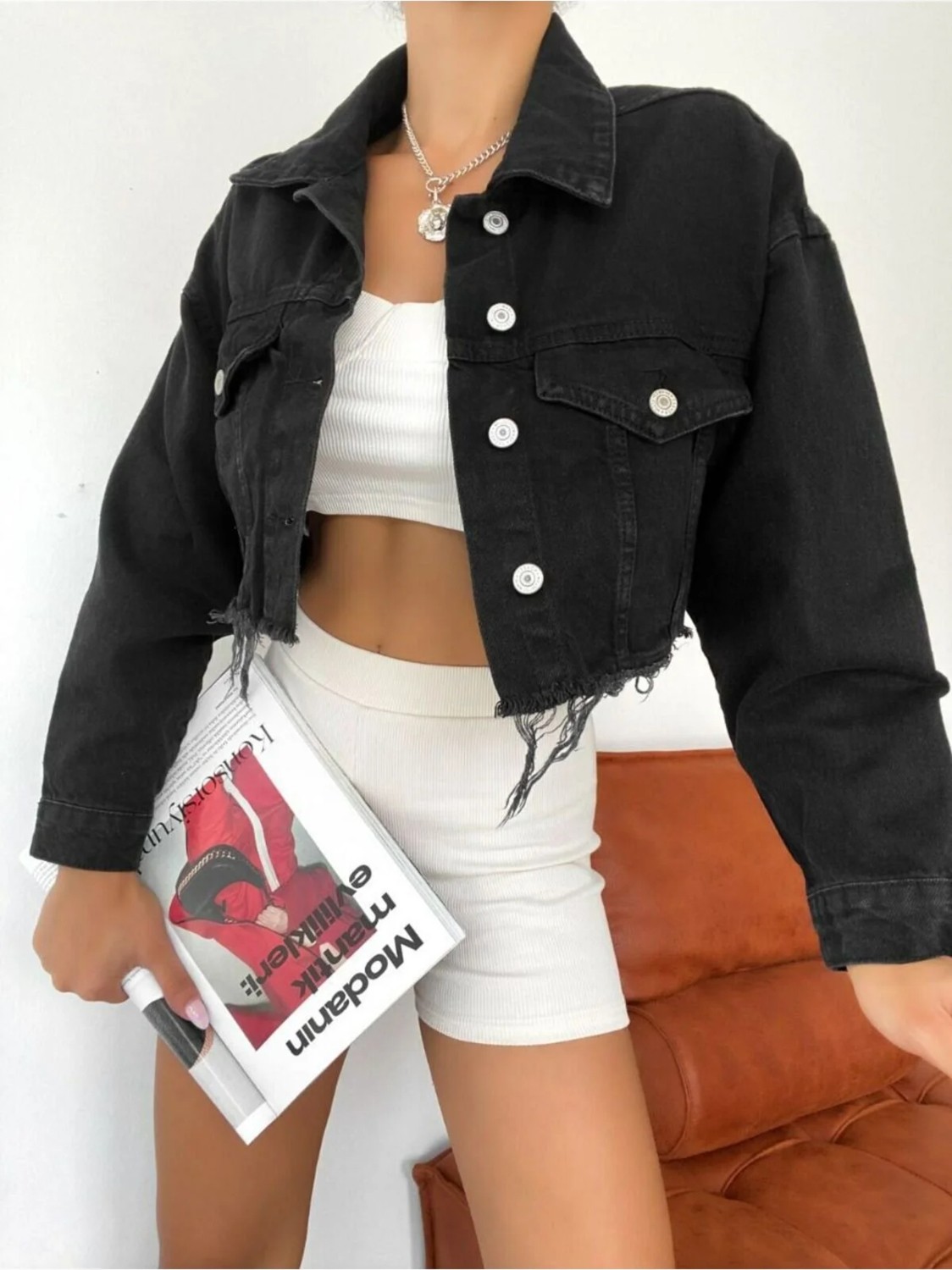 DENİKK Denikk Trend Crop Kot Ceket
