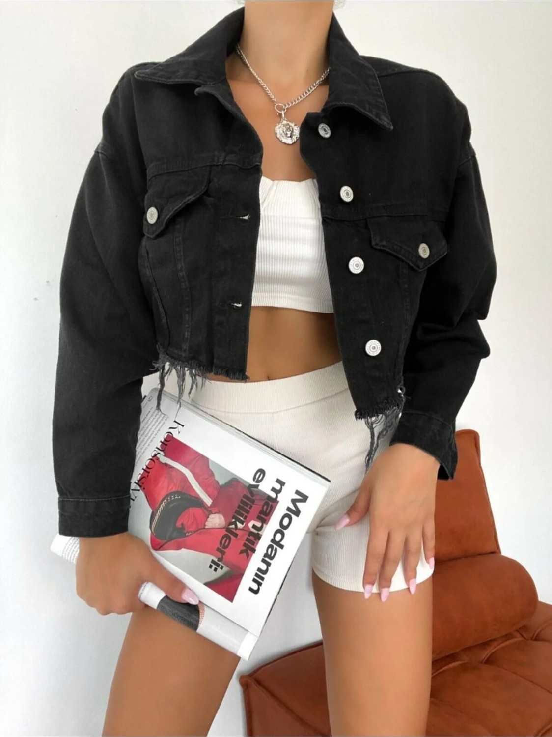 DENİKK Denikk Trend Crop Kot Ceket görsel 4