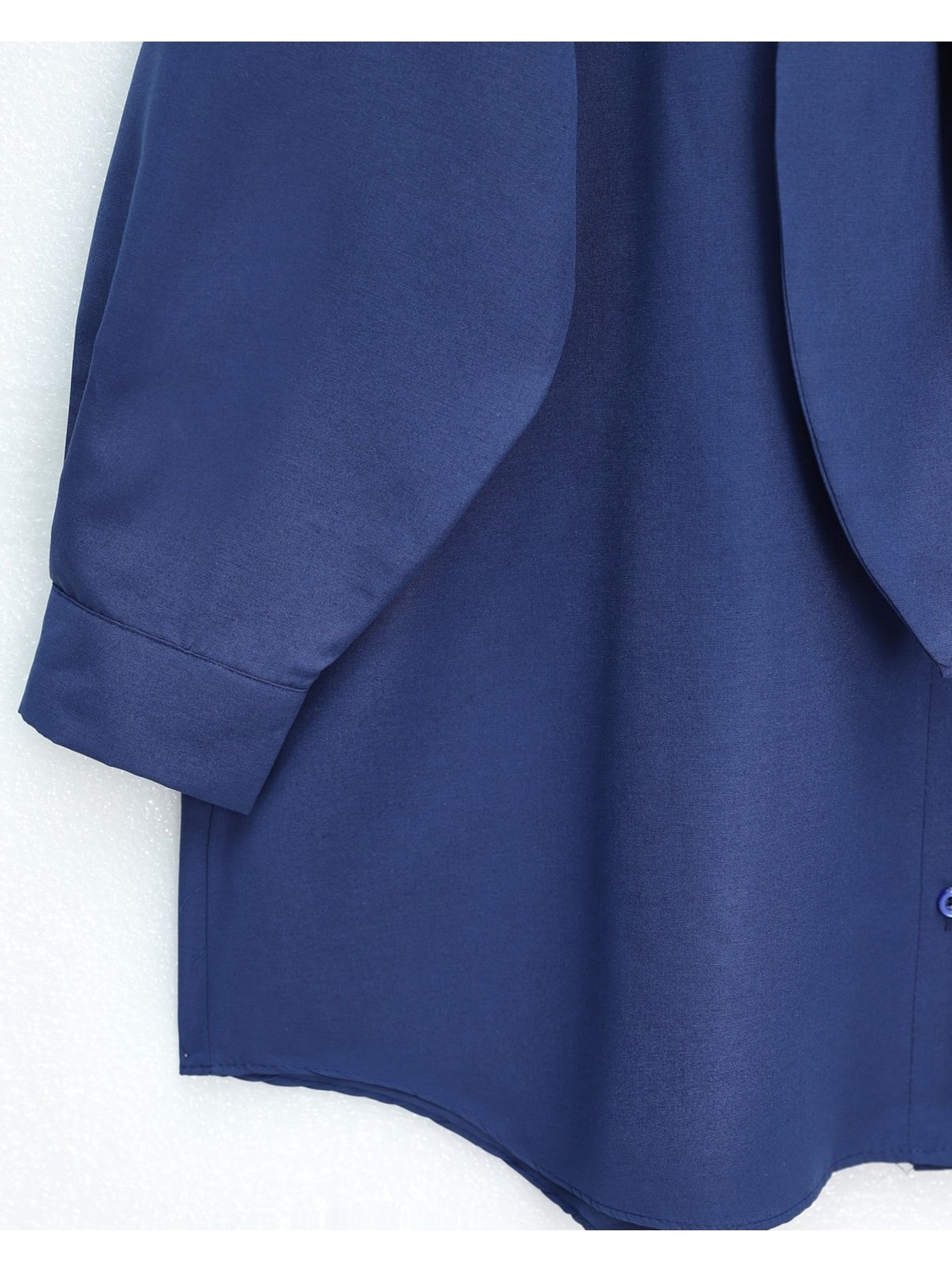 Moda Morfo Yakası Bağlamalı Düğmeli Oversize Gömlek -Beyaz görsel 2