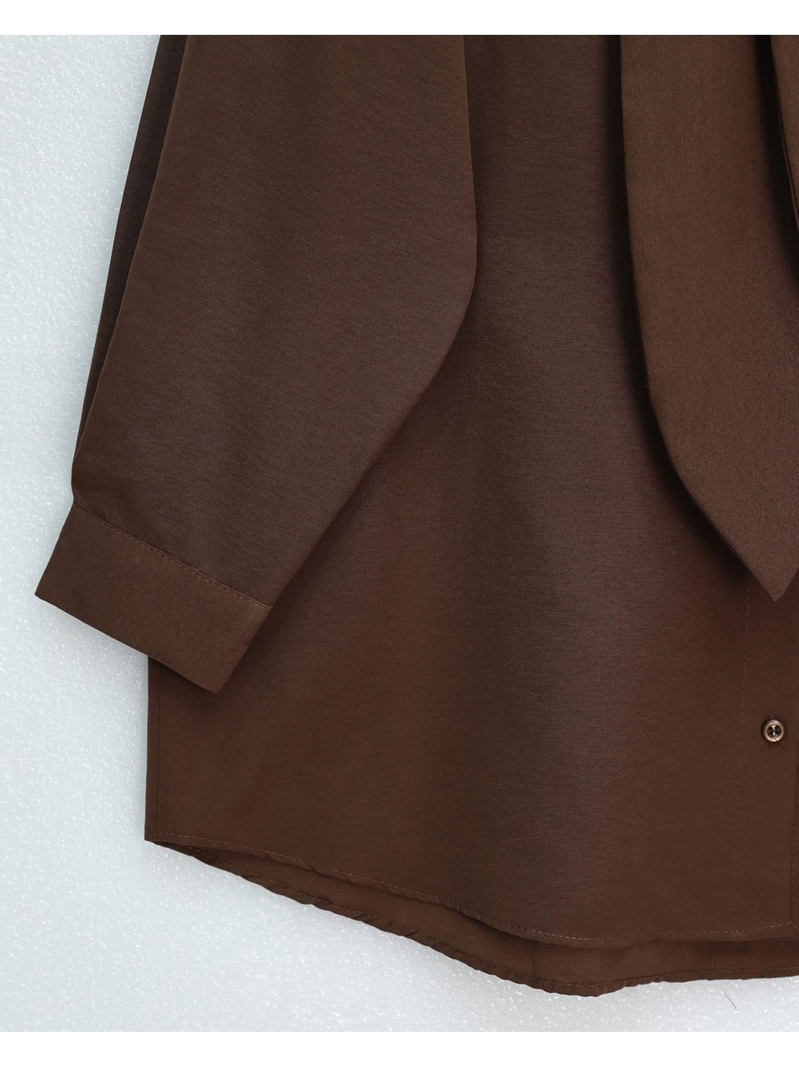 Moda Morfo Yakası Bağlamalı Düğmeli Oversize Gömlek -Beyaz görsel 6