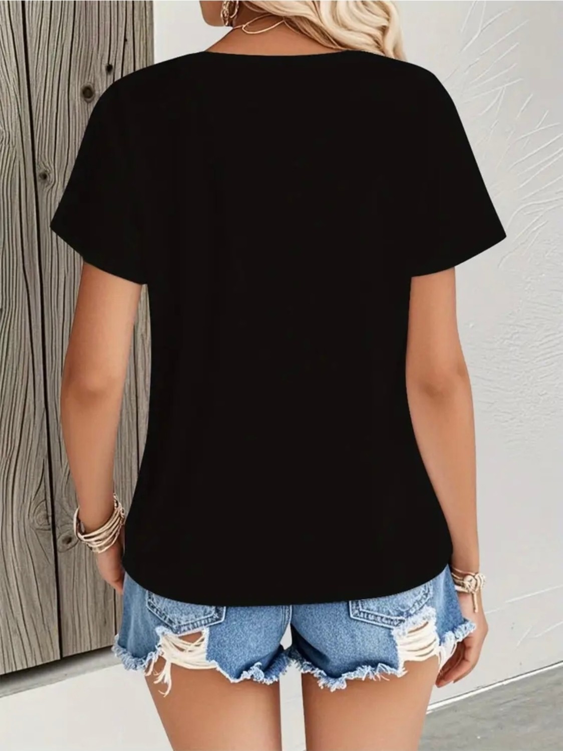 Mercoledi Tasarım Mandala Baskılı Kadın Oversize V Yaka T-Shırt görsel 2