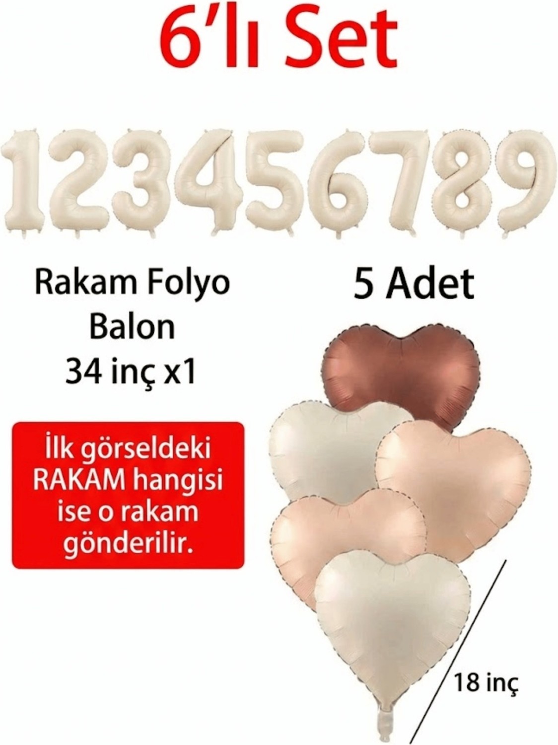 Feyza Design Yıllık Doğum Günü Balon Seti, Renkli, 6'lı görsel 2
