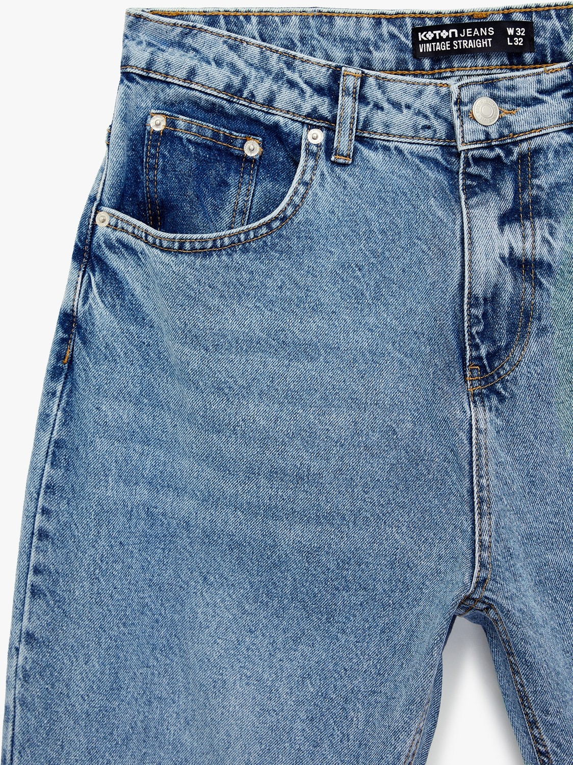 Koton Normal Bel Düz Paça Pamuklu Vintage Straight Fit Jean Pantolon görsel 7