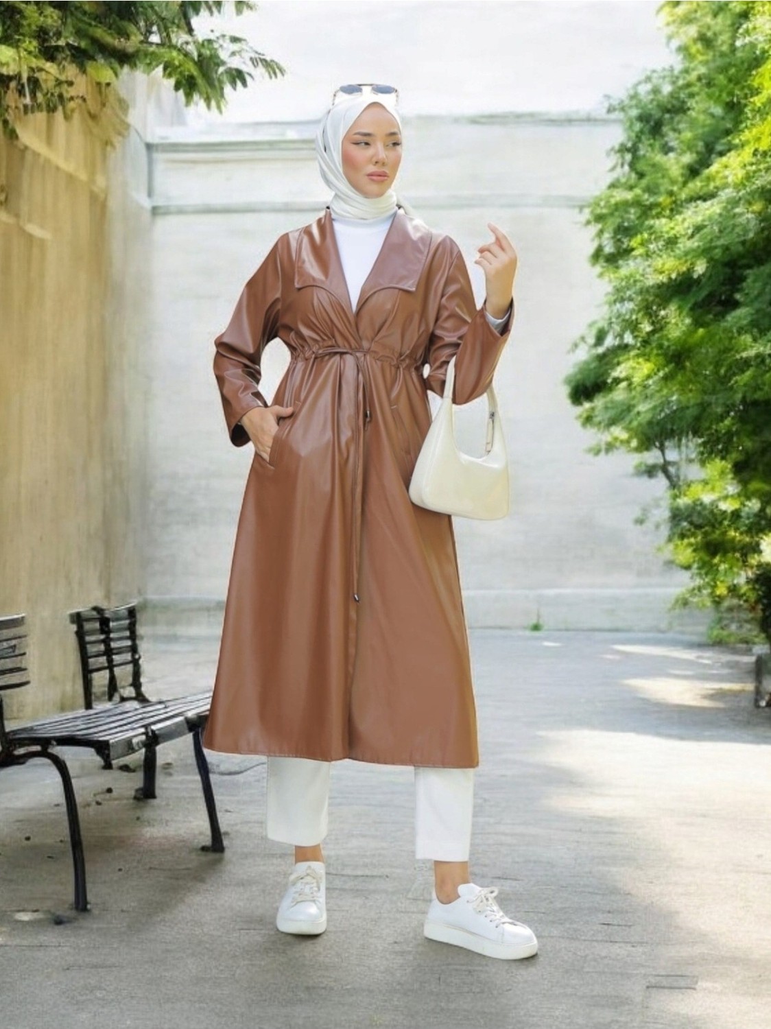 Moda Morfo Tünel Bağcıklı Çift Cepli Deri Kap -Taba görsel 7