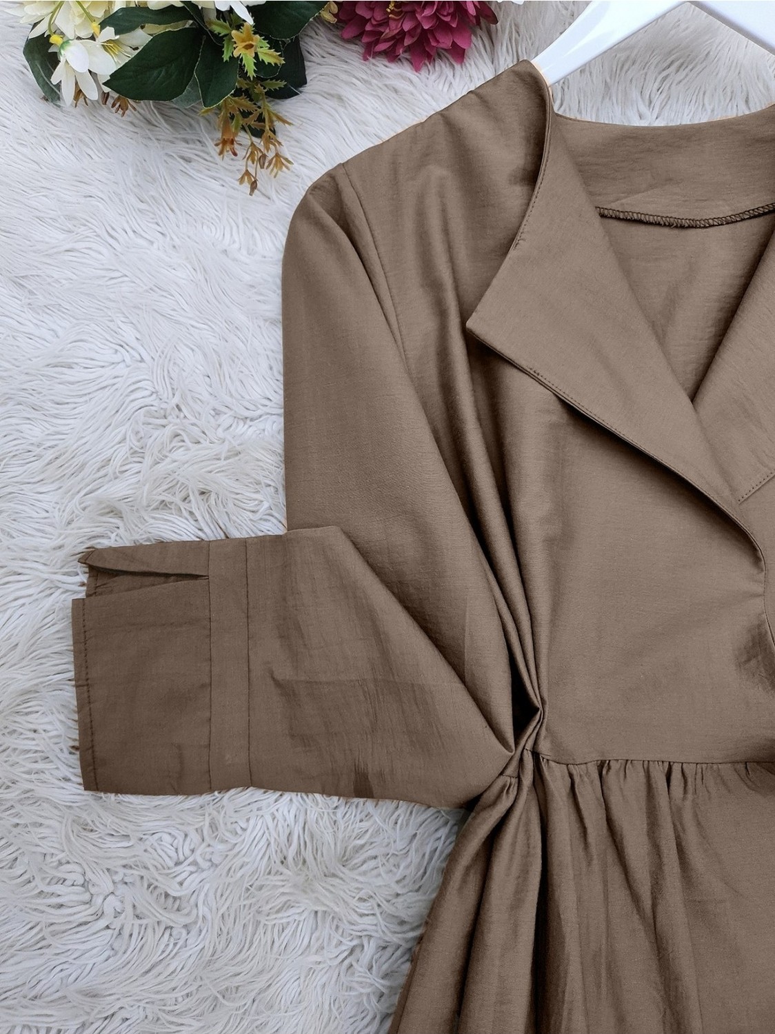Moda Morfo Yan Bağcıklı Kol Manşeti Yırtmaçlı Kimono -Laci görsel 2