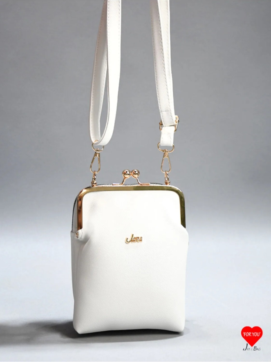 Jara Bag Paris 3 Bölmeli Su Geçirmez Beyaz Deri Çapraz Askılı Cüzdan Çanta Modern Koleksiyon görsel 6