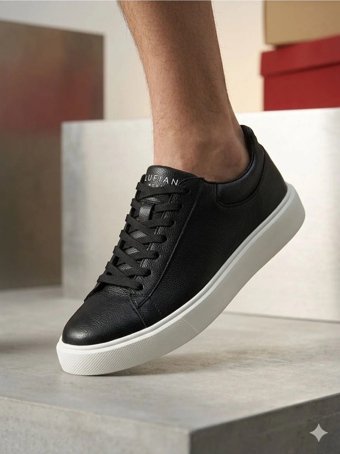 Lufian LFR-5454 Erkek Siyah Beyaz Sneaker Ayakkabı görsel 2