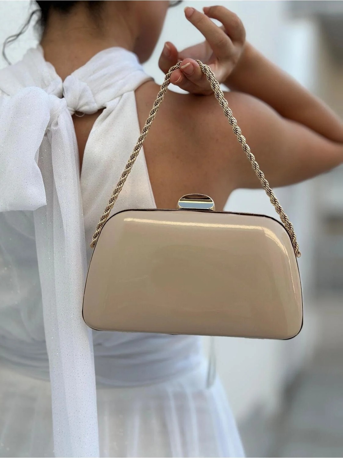 She Poly Kadın Saten Lacivert Abiye Clutch Portföy Zincir Askılı El Düğün Nişan Gece Omuz Çantası