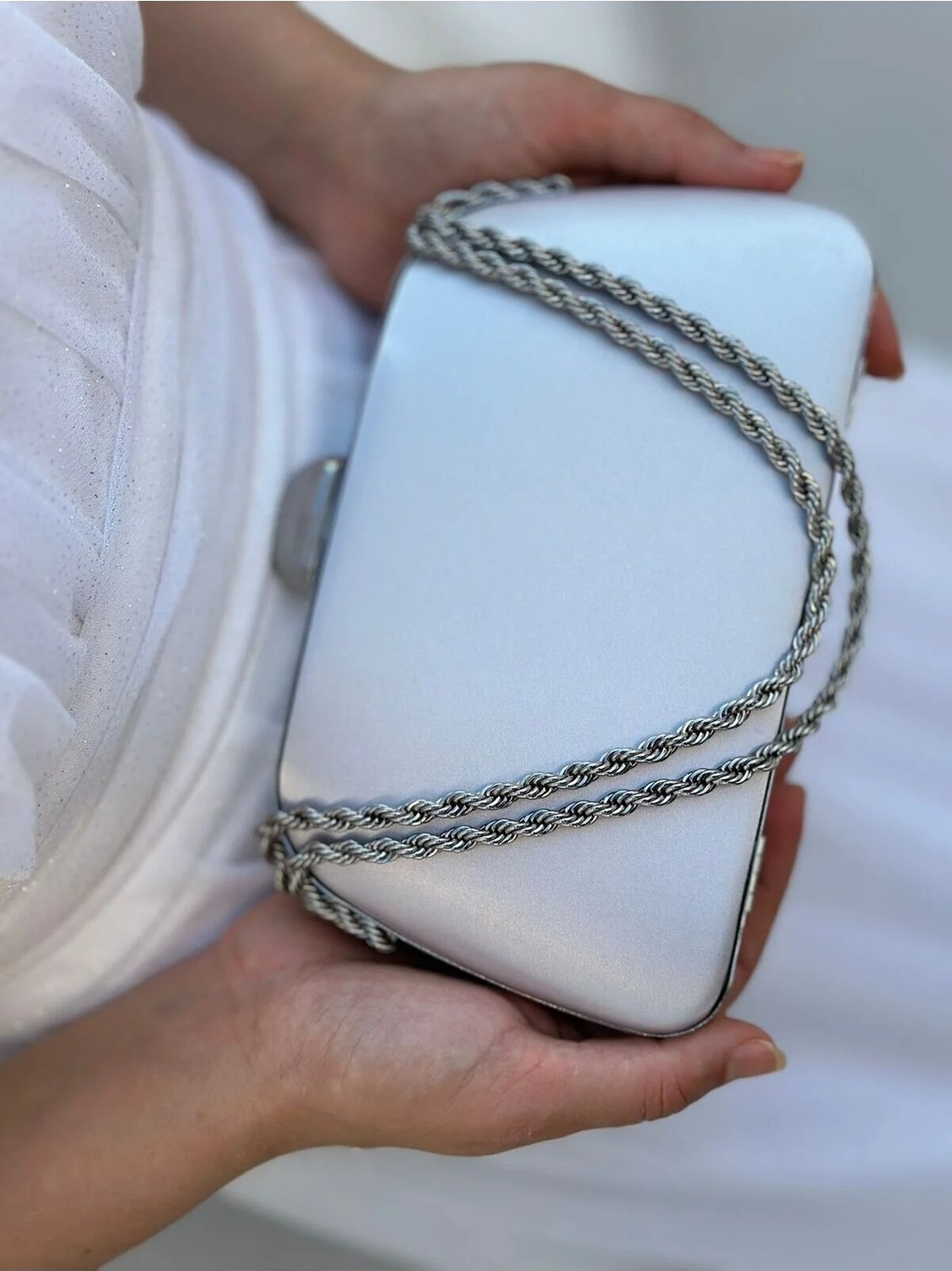 She Poly Kadın Saten Lacivert Abiye Clutch Portföy Zincir Askılı El Düğün Nişan Gece Omuz Çantası görsel 7
