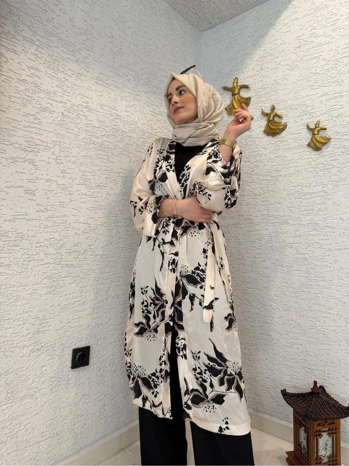 Aysun Aydemir Desenli Yazlik Tesettur Kimono görsel 3