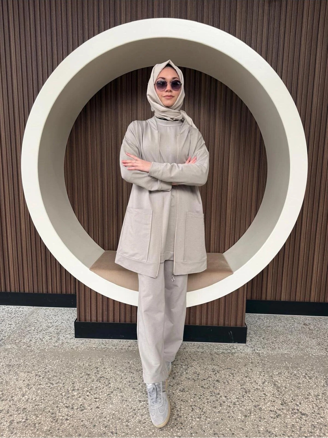 Aysun Aydemir Alt Üst Ikili Fermuarlı Cepli Günlük Tesettür Eşofman Takım görsel 3