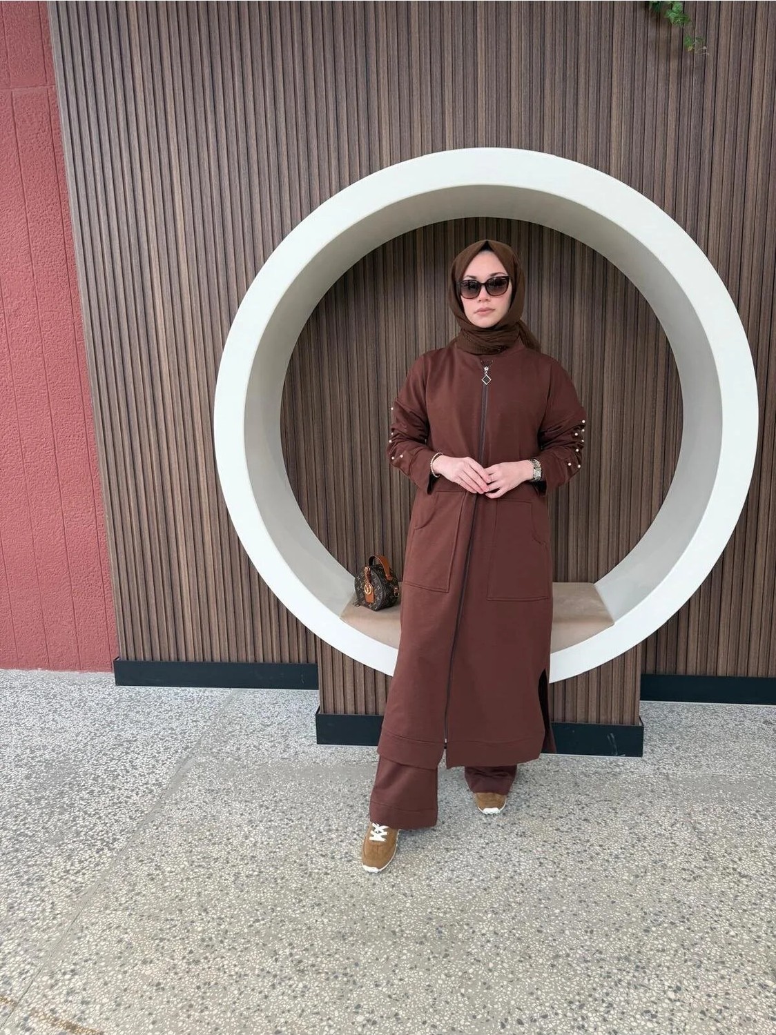 Aysun Aydemir Uzun Inci Detaylı Alt Ust Ikili Tesettur Eşofman Takım görsel 3