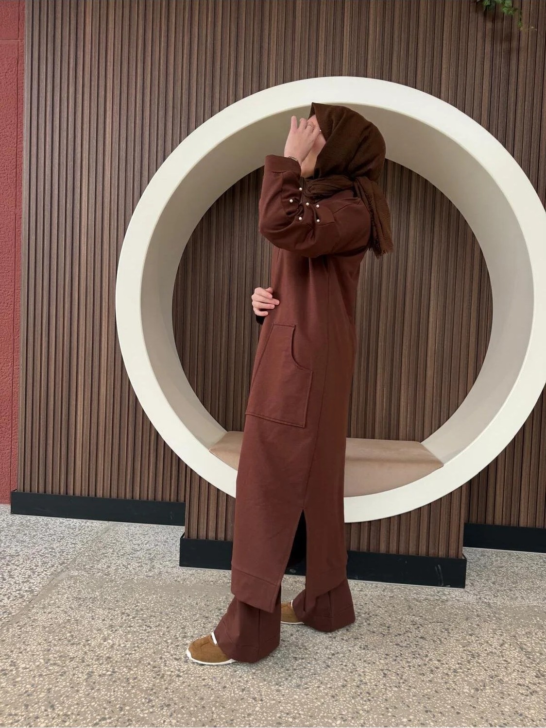 Aysun Aydemir Uzun Inci Detaylı Alt Ust Ikili Tesettur Eşofman Takım görsel 7
