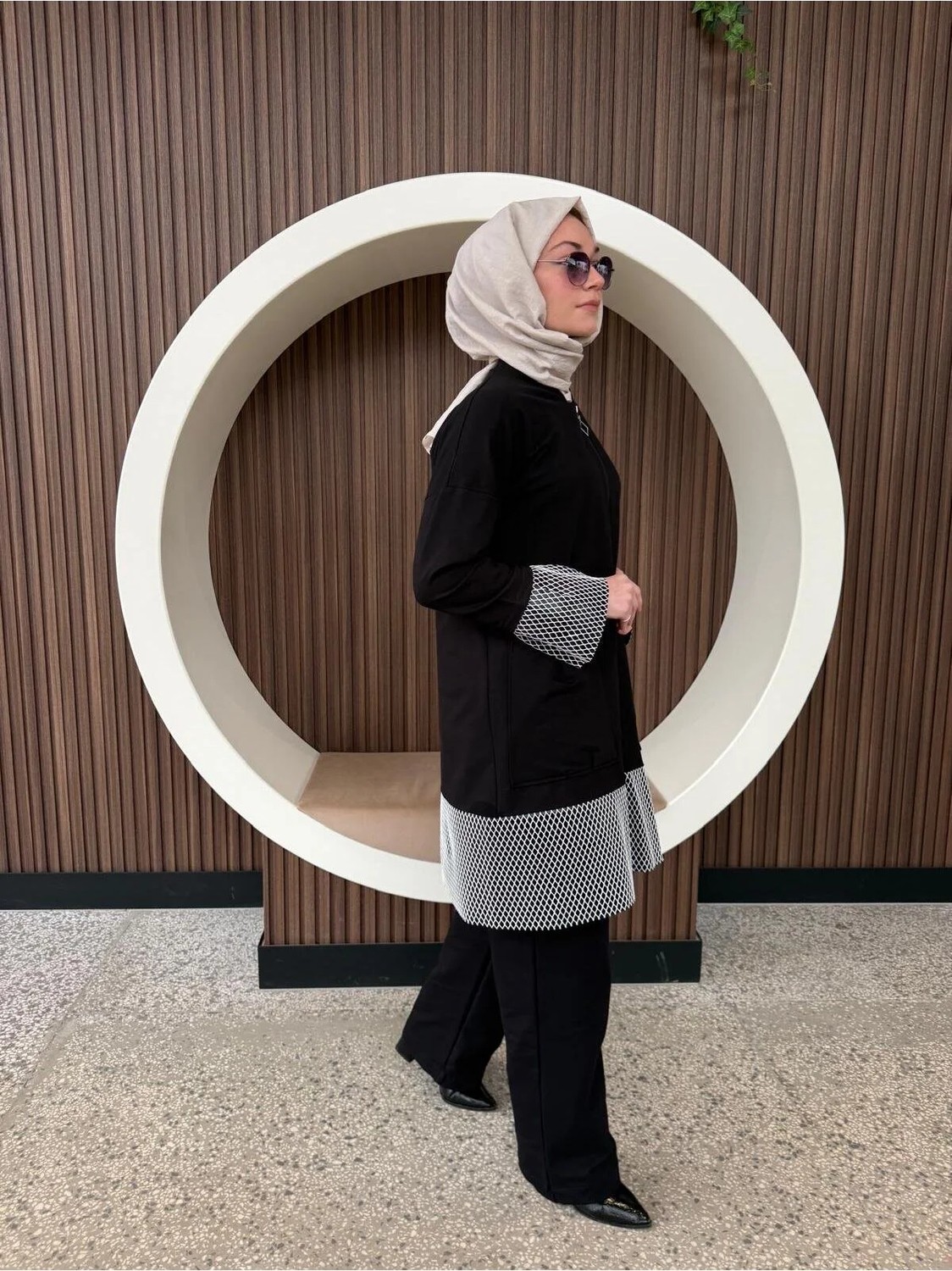 Aysun Aydemir File Detaylı Fermuarlı Alt Üst Ikili Tesettür Eşofman Takım görsel 2