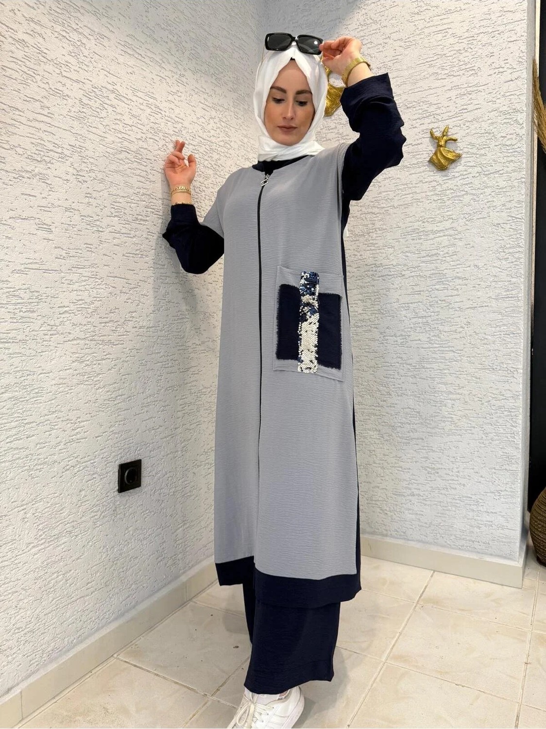 Aysun Aydemir Tesettür Yazlık Lacivert/gri Aerobin Eşofman Takım görsel 5