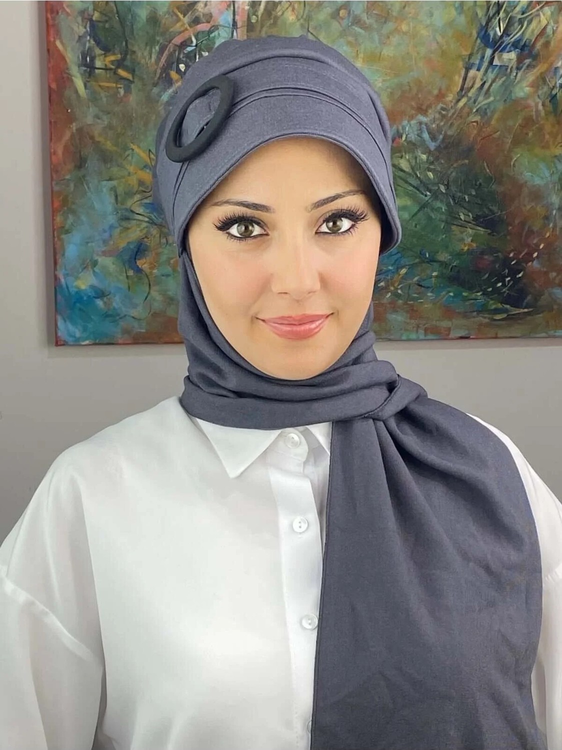 Butik Ambar Şerit Detaylı Tokaluı Şapka görsel 3