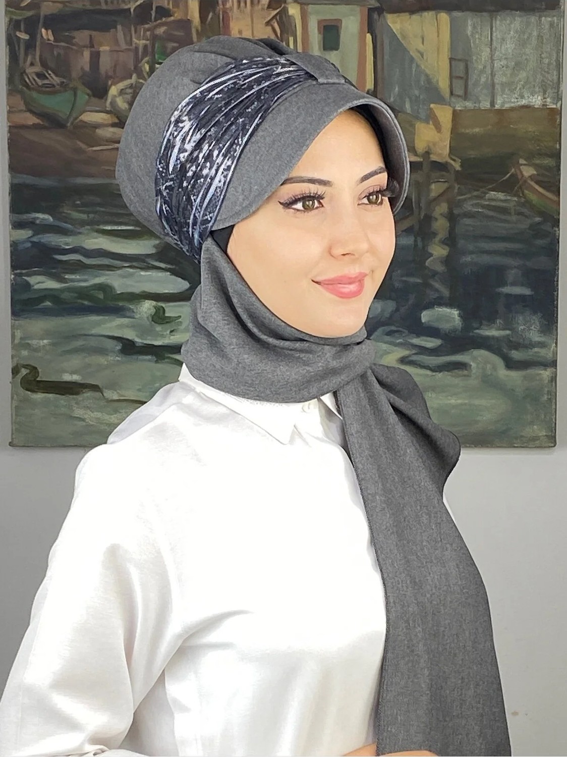 Butik Ambar Sultan Model Fularlı Atkılı Şapka
