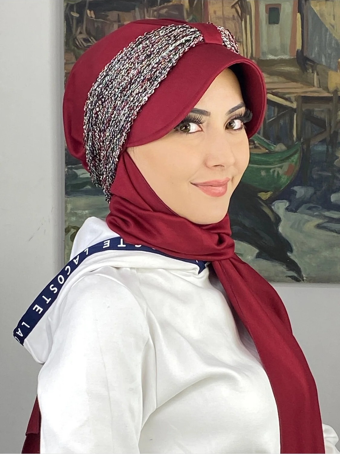 Butik Ambar Sultan Model Cırtcırtlı Atkılı Şapka