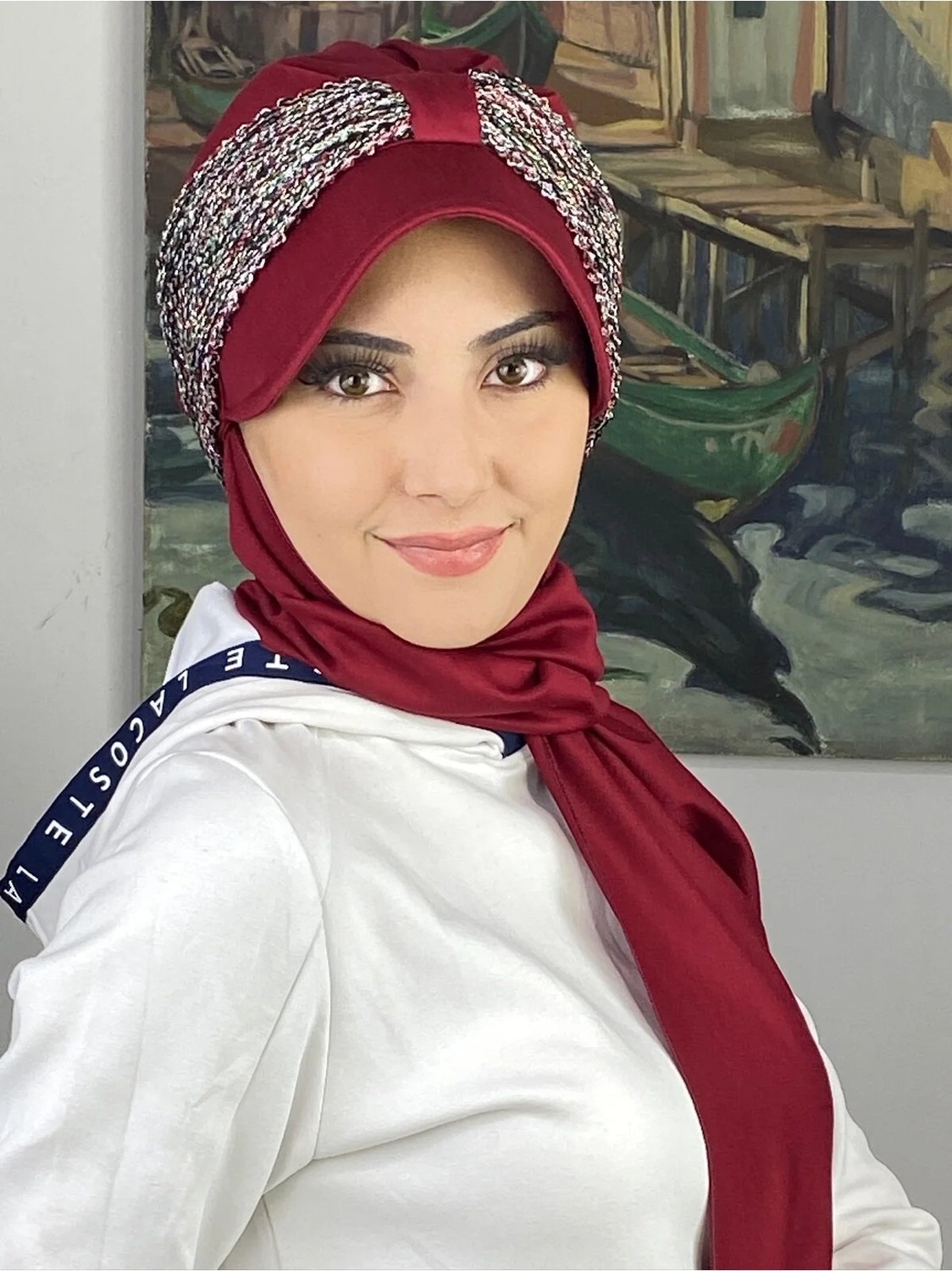 Butik Ambar Sultan Model Cırtcırtlı Atkılı Şapka görsel 4