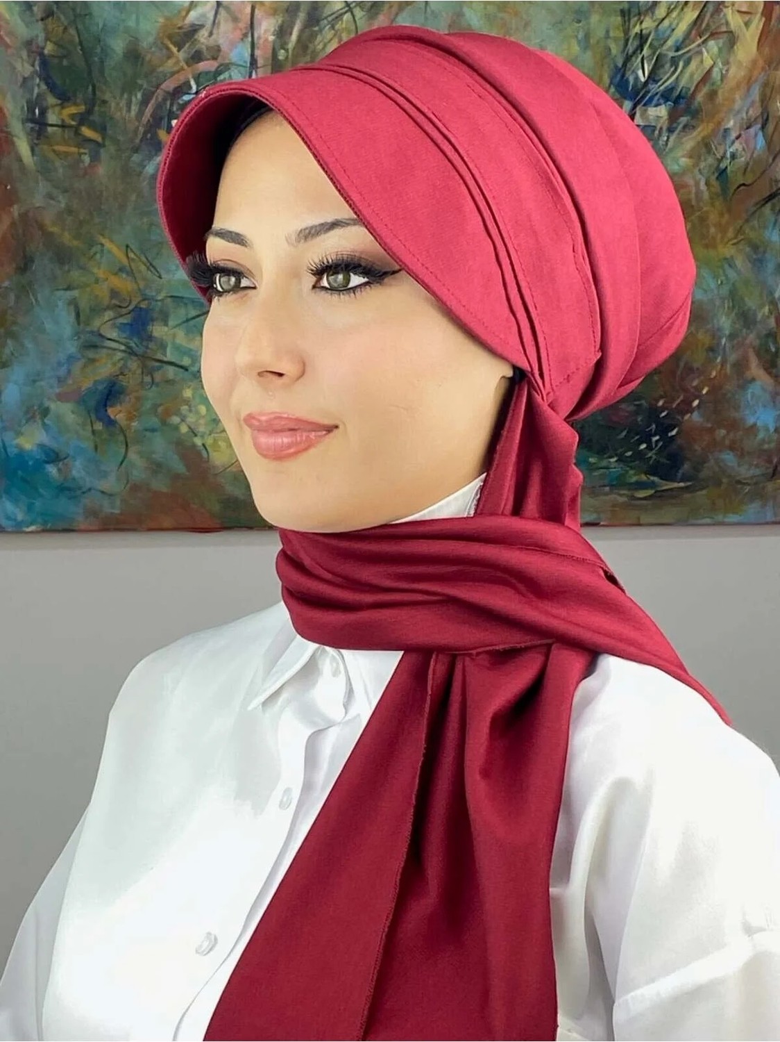 Butik Ambar Şerit Detaylı Tokaluı Şapka görsel 5