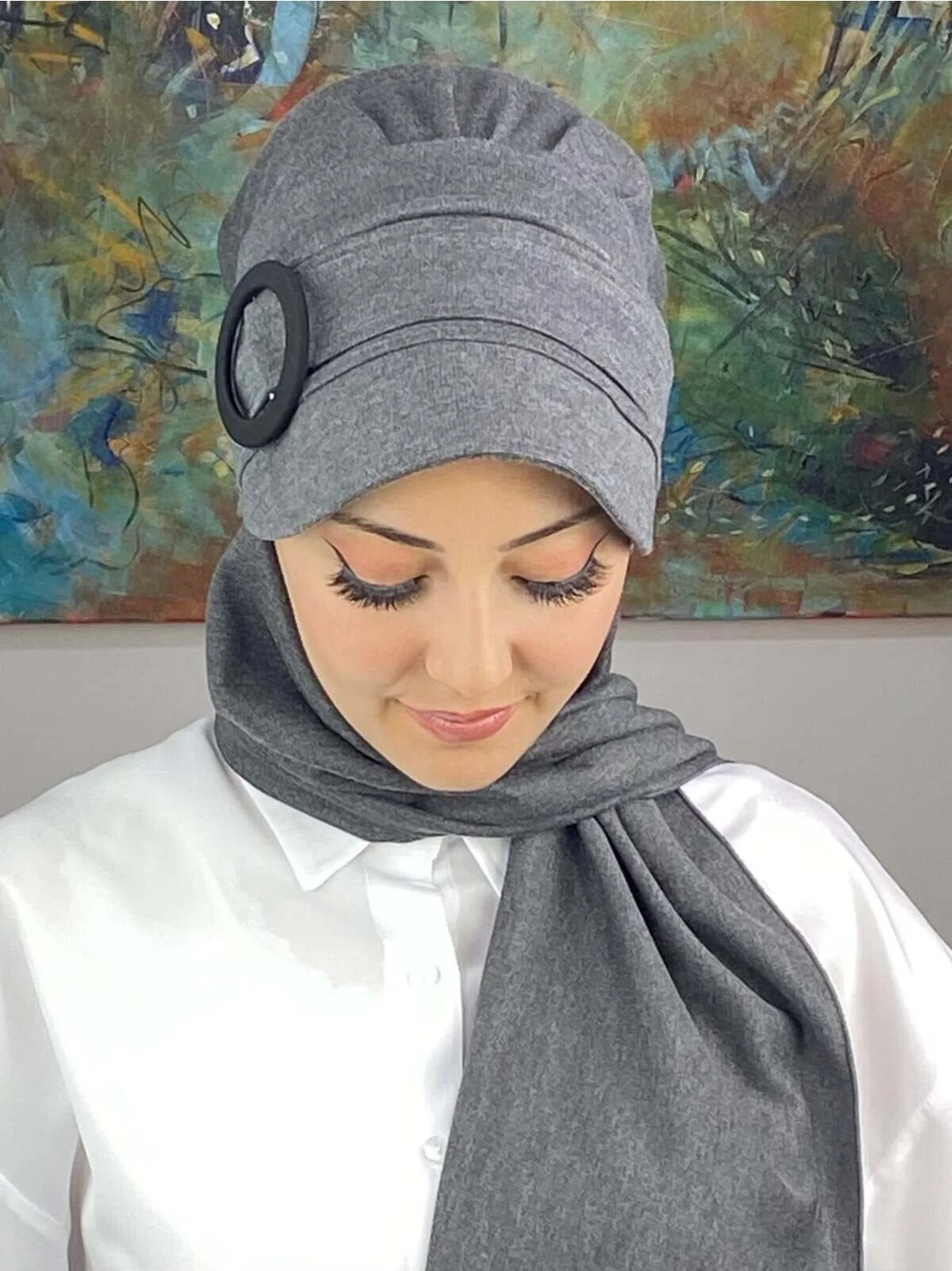 Butik Ambar Şerit Detaylı Tokaluı Şapka görsel 5