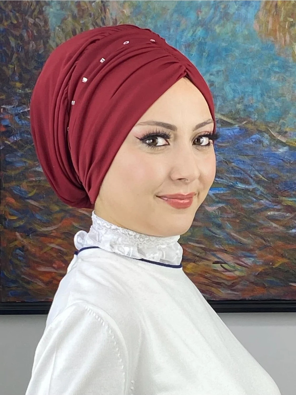 Butik Ambar Büzgülü Günlük Bone Şal