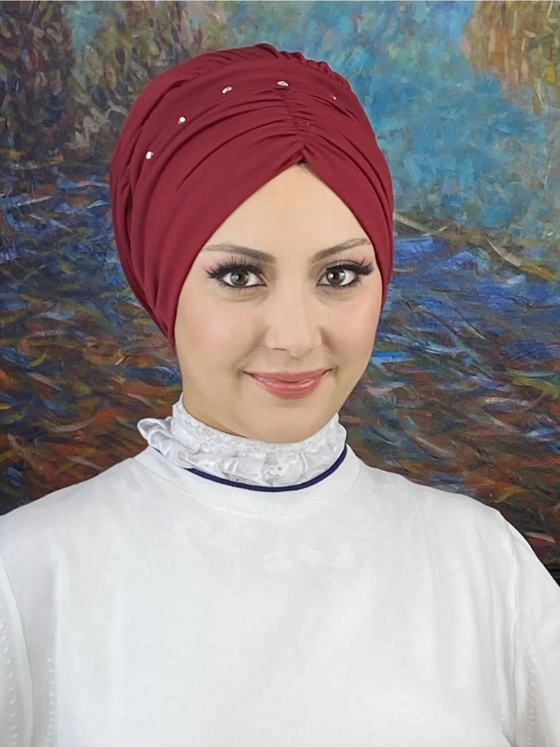 Butik Ambar Büzgülü Günlük Bone Şal görsel 2