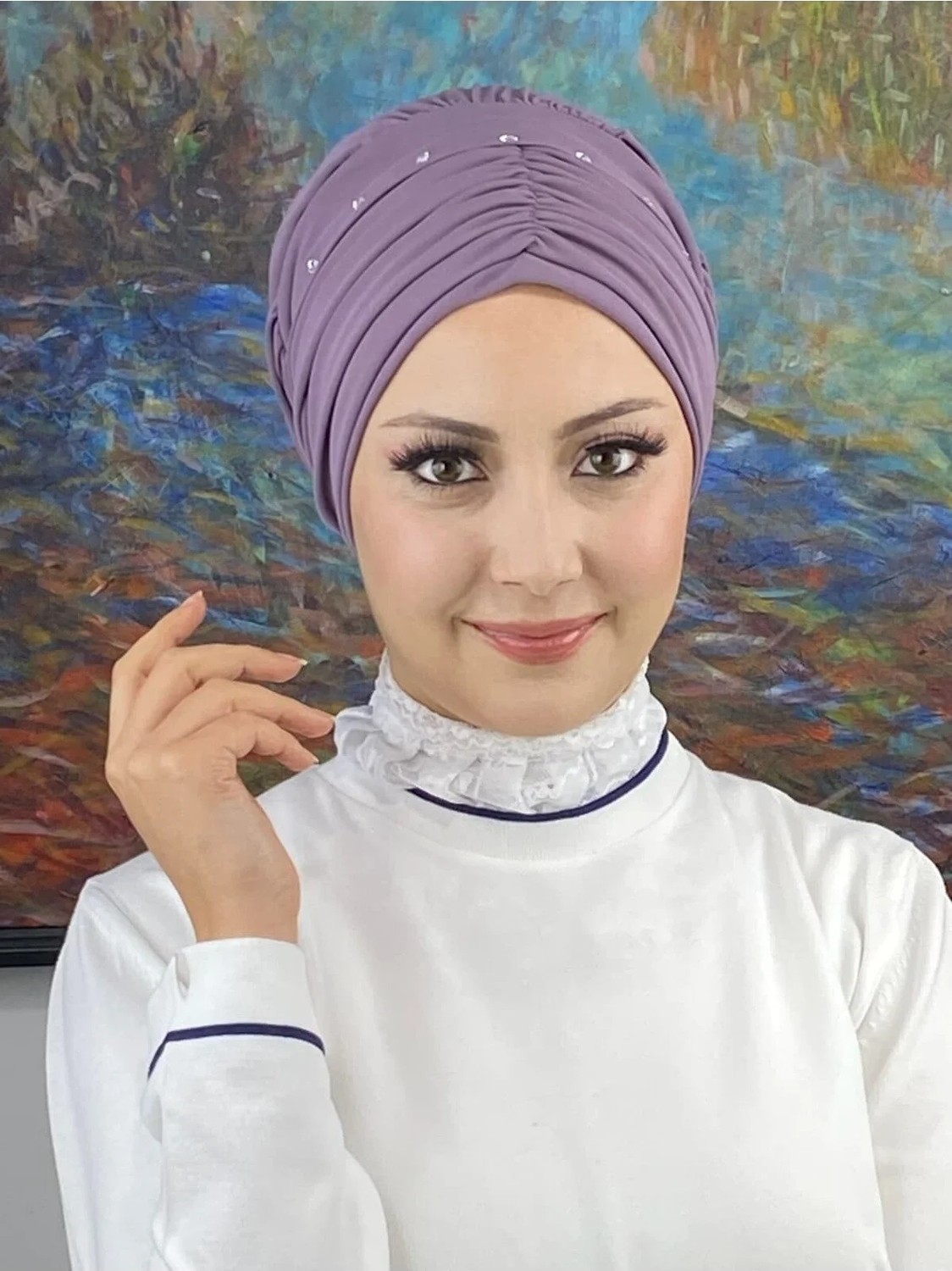 Butik Ambar Büzgülü Günlük Bone Şal görsel 4