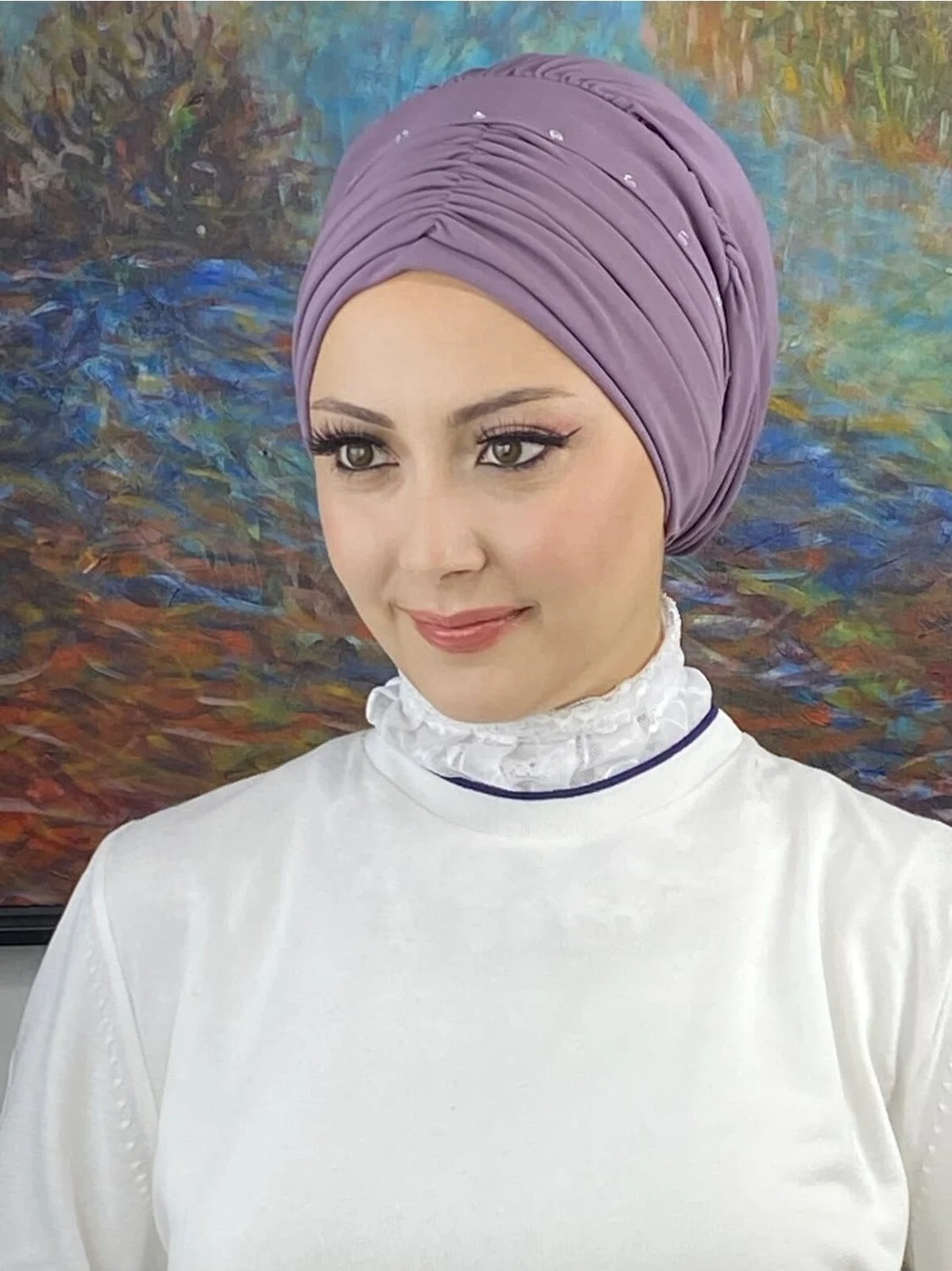 Butik Ambar Büzgülü Günlük Bone Şal görsel 6