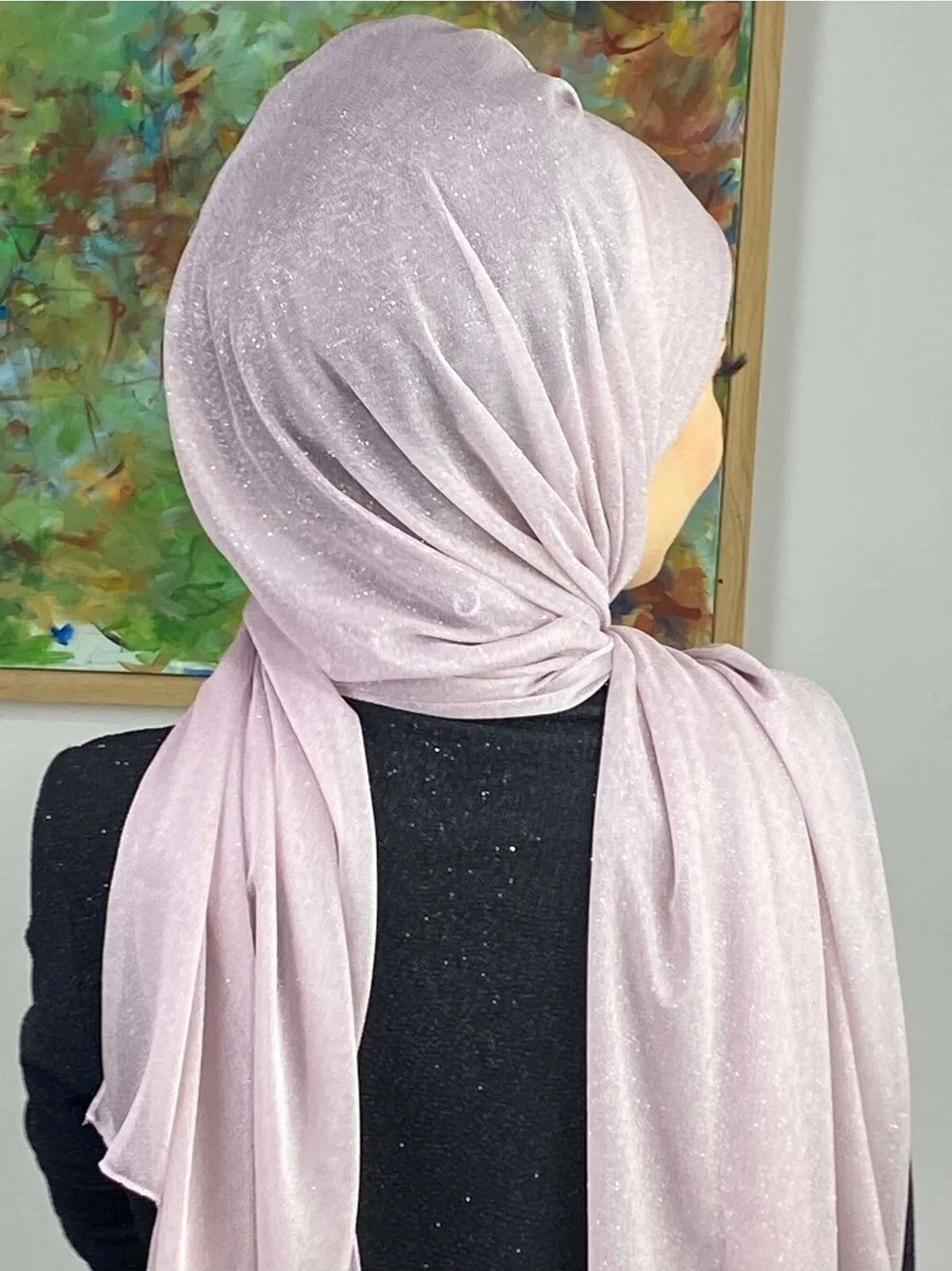 Butik Ambar Topkapı Lila Simli Çapraz Drapeli Hazır Şal görsel 4