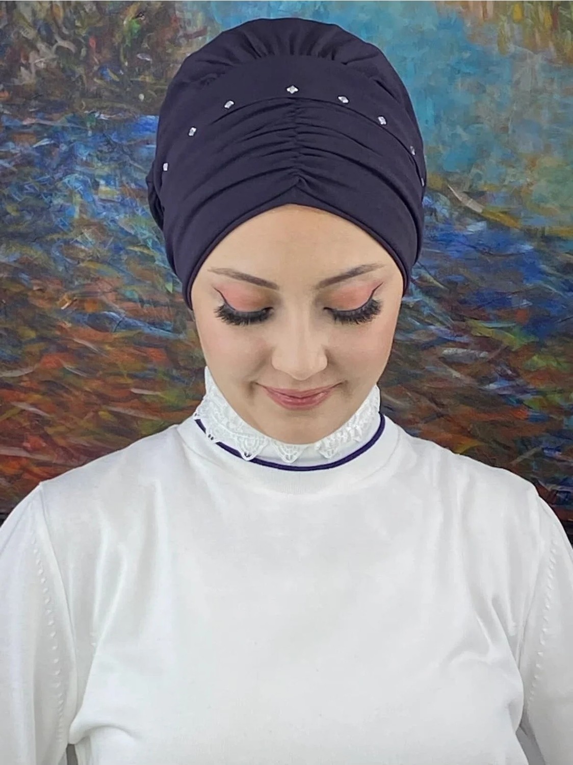 Butik Ambar Büzgülü Günlük Bone Şal görsel 2