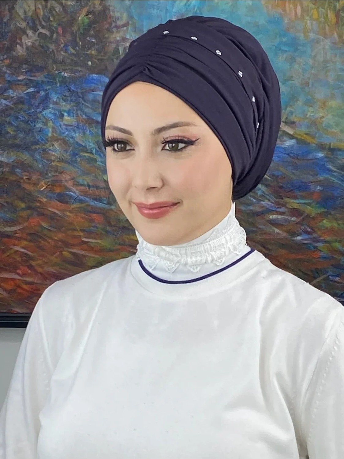 Butik Ambar Büzgülü Günlük Bone Şal görsel 4
