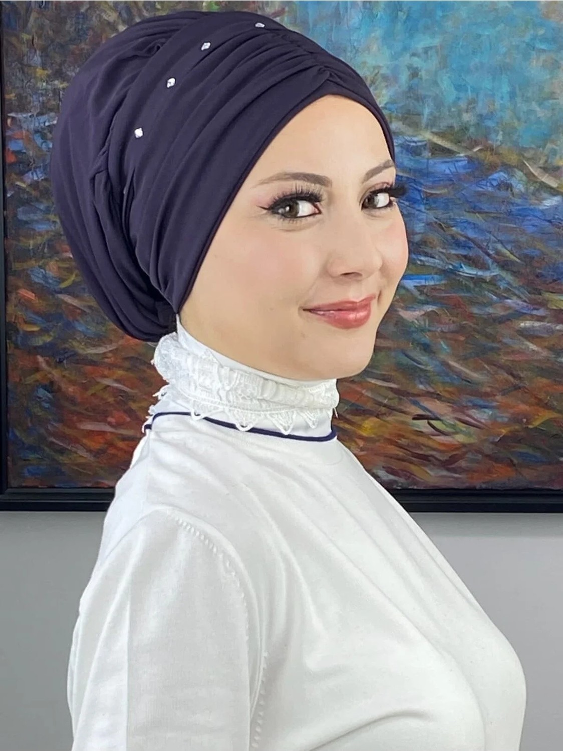 Butik Ambar Büzgülü Günlük Bone Şal görsel 5