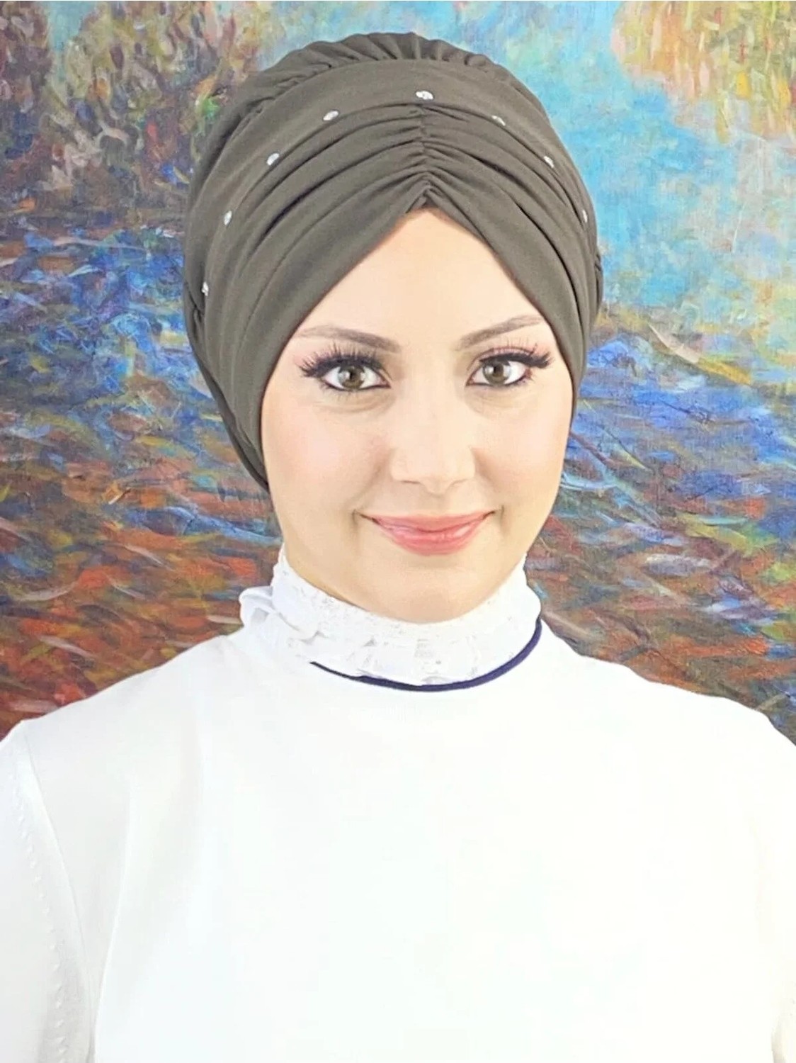 Butik Ambar Büzgülü Günlük Bone Şal görsel 4