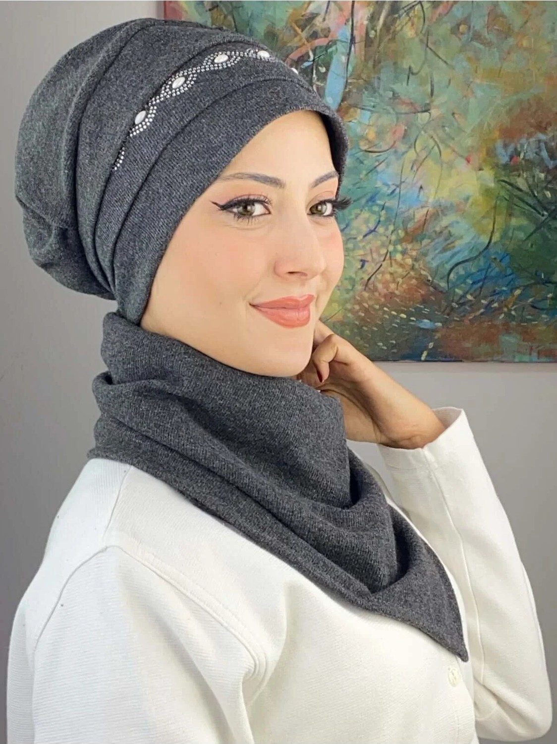 Butik Ambar Arpa Inci Yılan Desenli Bere görsel 2