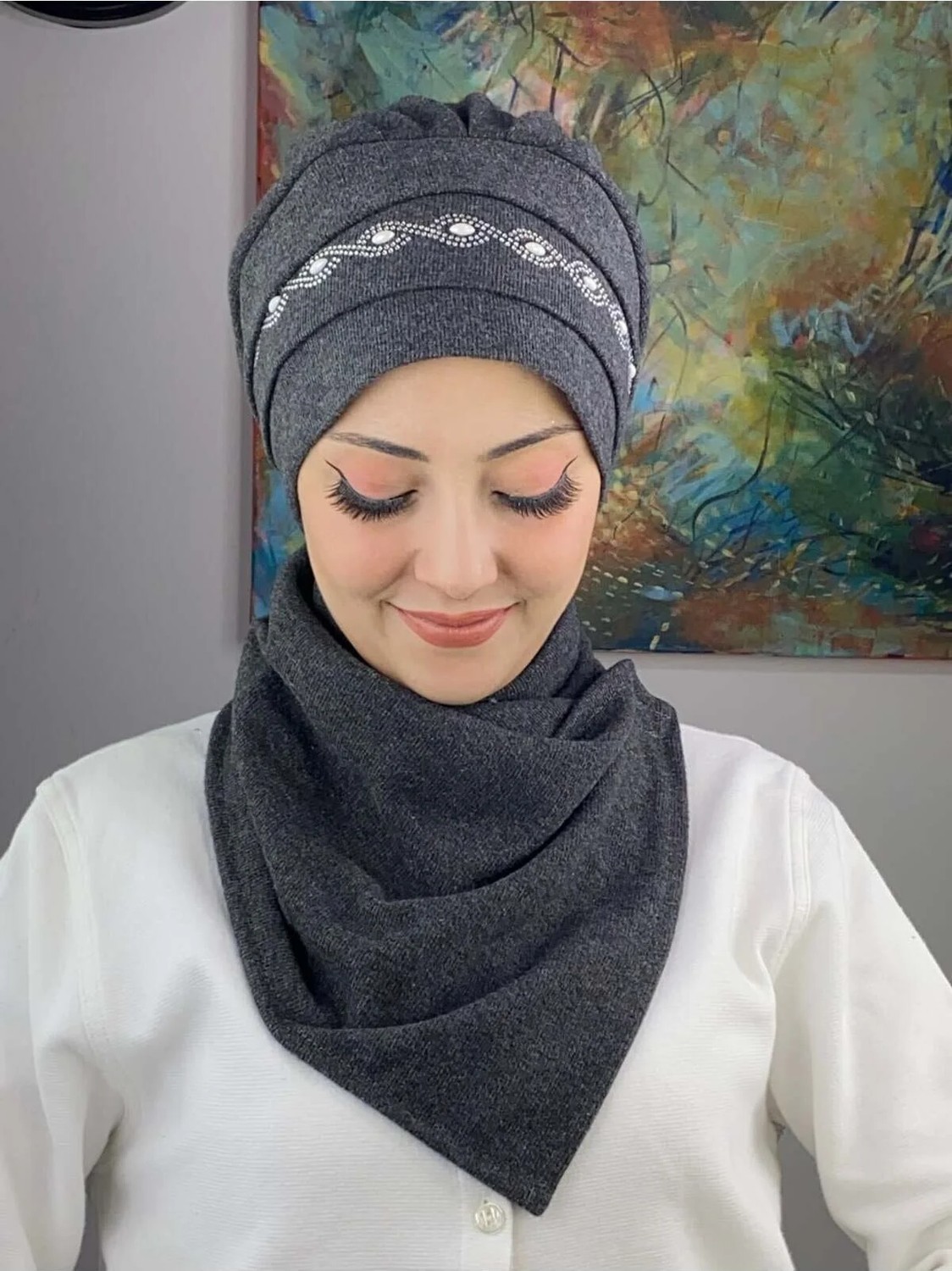 Butik Ambar Arpa Inci Yılan Desenli Bere görsel 5