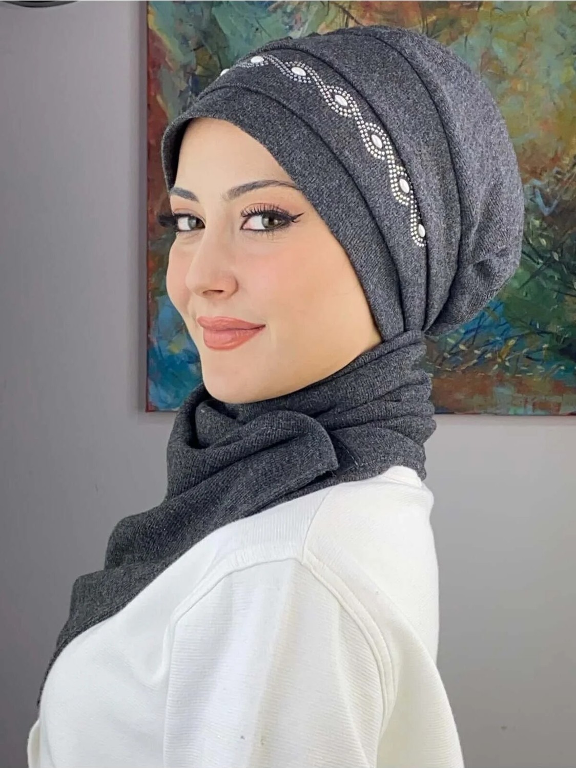 Butik Ambar Arpa Inci Yılan Desenli Bere görsel 6