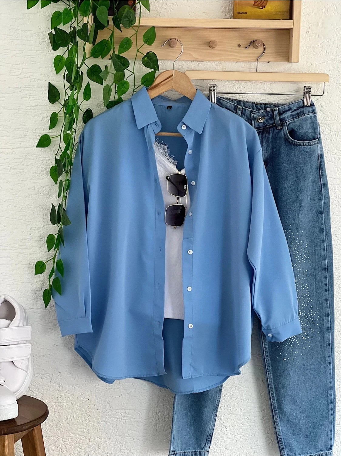 Exit Collection Kadın Tesettür Keten Önü Bağlamalı 2 Bağcıklı Modern Şık Etek Üsttü Kahverengi Kimono Gömlek